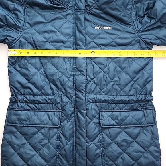 Columbia Women's Quilted Water Resistant Teal Emerald Green Jacket Faux Fur Sz M - Picture 16 of 16